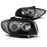 Set de faruri tuning cu ochi de înger halogen, potrivit pentru BMW 1 E81 2004-2011 / E82 2007-2011 / E87 2004-2011 / E88 2007-2013, stânga și dreapta