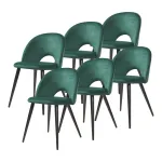 Esszimmerstuhl Karijoki 6er Set Samt Dunkelgrün/Schwarz [en.casa]