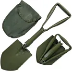 RAMROXX Lopată Pliabilă de Supraviețuire Verde Oliv Lopată Săpăligă Fierăstrău inclusiv. Pungă