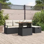 Set de canapele pentru grădină 6 pcs Negru poliratan GartenMobel Dekor