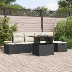 Set de canapele pentru grădină 6 pcs Negru poliratan GartenMobel Dekor