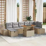 Set de canapele pentru grădină 8 pcs Bej poliratan GartenMobel Dekor