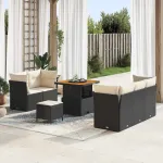 Set de canapele pentru grădină 8 pcs Negru poliratan GartenMobel Dekor