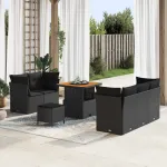 Set de canapele pentru grădină 8 pcs Negru poliratan GartenMobel Dekor