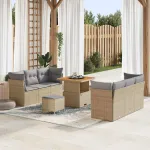 Set de canapele pentru grădină 9 pcs Bej poliratan GartenMobel Dekor