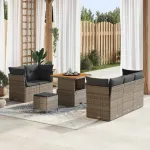 Set de canapele pentru grădină cu pernă 8 pcs Gri poliratan GartenMobel Dekor