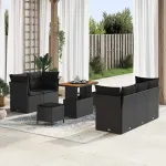 Set de canapele pentru grădină cu pernă 8 pcs Negru poliratan GartenMobel Dekor