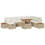 Set de canapele pentru grădină cu pernă 9 pcs Bej poliratan GartenMobel Dekor