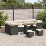 Set de canapele pentru grădină 10 pcs Negru poliratan GartenMobel Dekor