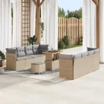 Set de canapele pentru grădină 11 pcs Bej poliratan GartenMobel Dekor