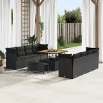 Set de canapele pentru grădină 11 pcs Negru poliratan GartenMobel Dekor