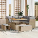 Set de canapele pentru grădină 8 pcs Bej poliratan GartenMobel Dekor