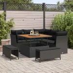 Set de canapele pentru grădină 8 pcs Negru poliratan GartenMobel Dekor