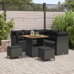 Set de canapele pentru grădină 8 pcs Negru poliratan GartenMobel Dekor