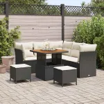 Set de canapele pentru grădină 8 pcs Negru poliratan GartenMobel Dekor