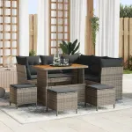 Set de canapele pentru grădină 9 pcs Gri poliratan GartenMobel Dekor