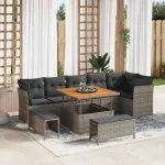 Set de canapele pentru grădină 9 pcs Gri poliratan GartenMobel Dekor