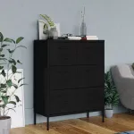 Dulap cu sertare, negru, 80x35x101,5 cm, oțel GartenMobel Dekor
