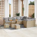 Set de canapele pentru grădină 12 pcs Bej poliratan GartenMobel Dekor