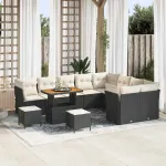 Set de canapele pentru grădină 12 pcs Negru poliratan GartenMobel Dekor