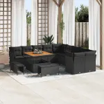Set de canapele pentru grădină 13 pcs Negru poliratan GartenMobel Dekor