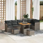 Set de canapele pentru grădină 9 pcs Gri poliratan GartenMobel Dekor