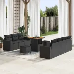 Set de canapele pentru grădină 10 pcs Negru poliratan GartenMobel Dekor