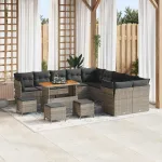 Set de canapele pentru grădină 14 pcs Gri poliratan GartenMobel Dekor