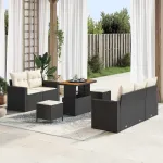 Set de canapele pentru grădină cu pernă 8 pcs Negru poliratan GartenMobel Dekor