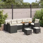 Set de canapele pentru grădină 10 pcs Negru poliratan GartenMobel Dekor