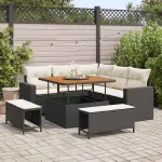 Set de canapele pentru grădină 8 pcs Negru poliratan GartenMobel Dekor
