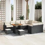 Set de canapele pentru grădină 12 pcs Negru poliratan GartenMobel Dekor