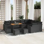 Set de canapele pentru grădină 13 pcs Negru poliratan GartenMobel Dekor