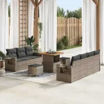 Set de canapele pentru grădină cu pernă 10 pcs Gri poliratan GartenMobel Dekor