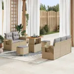 Set de canapele pentru grădină cu pernă 8 pcs Bej poliratan GartenMobel Dekor