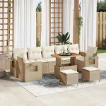 Set de canapele pentru grădină 10 pcs Bej poliratan GartenMobel Dekor