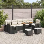 Set de canapele pentru grădină 10 pcs Negru poliratan GartenMobel Dekor