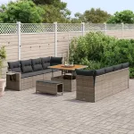 Set de canapele pentru grădină 11 pcs Gri Rattan poli GartenMobel Dekor