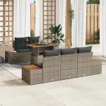 Set de canapele pentru grădină 6 pcs Gri Rattan poli GartenMobel Dekor