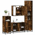 Set de mobilier de baie 4 piese Lemn prelucrat de stejar afumat GartenMobel Dekor