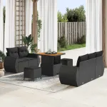 Set de canapele pentru grădină 8 pcs Negru poliratan GartenMobel Dekor