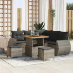 Set de canapele pentru grădină 8 pcs Gri poliratan GartenMobel Dekor