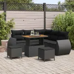 Set de canapele pentru grădină 8 pcs Negru poliratan GartenMobel Dekor