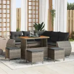 Set de canapele pentru grădină 9 pcs Gri poliratan GartenMobel Dekor