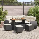 Set de canapele pentru grădină 9 pcs Negru poliratan GartenMobel Dekor