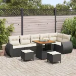 Set de canapele pentru grădină 9 pcs Negru poliratan GartenMobel Dekor