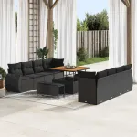 Set de canapele pentru grădină cu pernă 11 pcs Negru poliratan GartenMobel Dekor