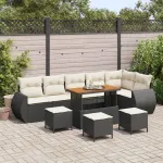 Set de canapele pentru grădină 10 pcs Negru poliratan GartenMobel Dekor
