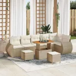 Set de canapele pentru grădină 9 pcs Bej poliratan GartenMobel Dekor