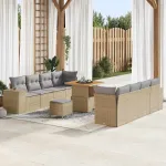 Set de canapele pentru grădină cu pernă 11 pcs Bej poliratan GartenMobel Dekor